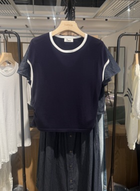 indiciatheL2C5ZZ123专柜正品标记女装撞色抽褶收腰针织衫吊牌599