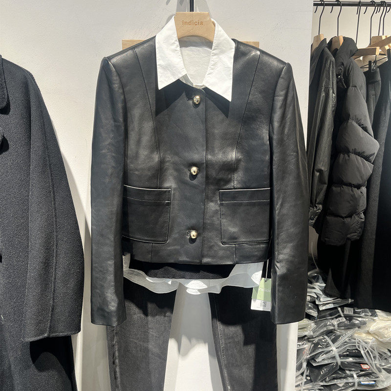 Indicia5C309PY433专柜正品标记女装气质皮衣时尚外套吊牌价3289