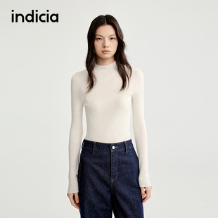 indiciatheL2C5MS146专柜正品标记女装立领绵羊毛打底衫吊牌价499