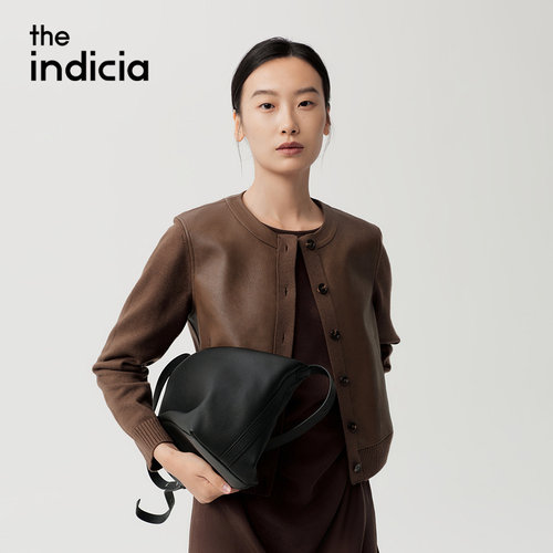 indicia标记商场同款25秋新款老钱风拼接咖色休闲夹克F2C5WT417N