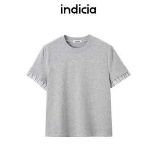 休闲吊牌389 撞色t恤小花边袖 indiciaF2B5TX107N专柜正品 标记女装