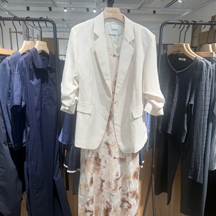 Indicia5C308XZ378专柜正品标记女装秋简约白色西装外套吊牌价899