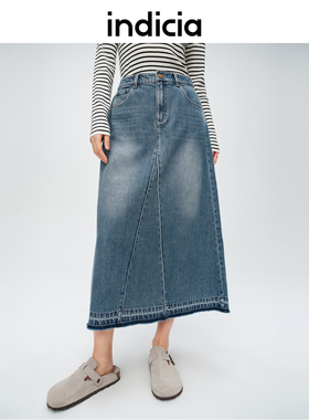 indicia6A403QZ131C专柜正品标记女装通勤牛仔半身裙吊牌价639