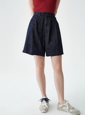 indiciaF2B5DK245N专柜正品标记女装简约百搭通勤牛仔短裤吊牌539