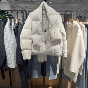 indiciaF2D4YR674CZ专柜正品标记女装廓形围巾羽绒服吊牌价1689