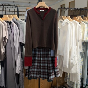 indiciaF2C4MS837F专柜正品标记女装羊绒羊毛撞色针织衫吊牌1489