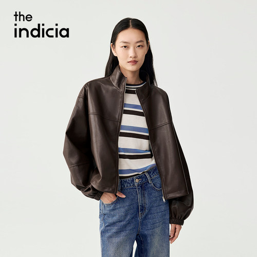 indiciaF2C5PY407N专柜正品标记女装皮衣外套2025新秋吊牌价1489