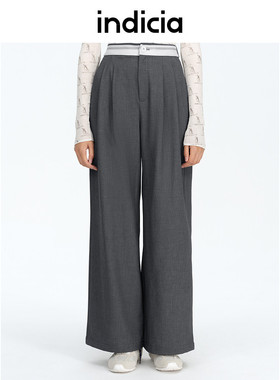 indiciaF2A5KZ055N-1专柜正品标记女装直筒垂感西装裤吊牌价599