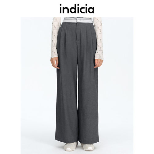 indiciaF2A5KZ055N-1专柜正品标记女装直筒垂感西装裤吊牌价599