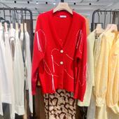 indicia6A401KS021C专柜正品 吊牌价989 针织衫 标记女装 春红色开衫