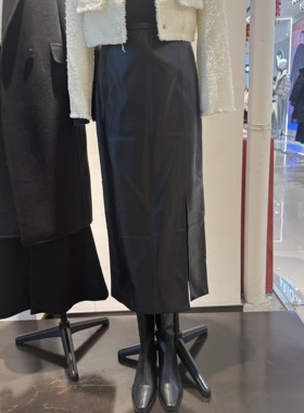 indiciaF2A5QZ012C专柜正品标记女装时尚设计高腰直筒皮裙吊牌689