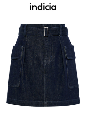 indiciaF2C4QZ439F专柜正品标记女装百搭牛仔裙半身裙吊牌价589