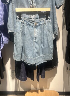 Indicia6B406DK329N专柜正品标记女装宽松阔腿牛仔短裤吊牌价499