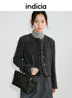 indiciatheL2D4WT185专柜正品标记绵羊毛气质香风外套吊牌价1589