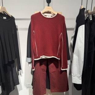 羊绒撞色毛衫 时尚 吊牌价1389 标记女装 indiciaF2D4MS820C专柜正品