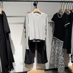 T恤百搭吊牌价499 条纹长袖 indiciatheL2C5TX180专柜正品 标记女装