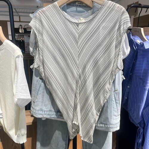 Indicia6B406SY355F专柜正品标记女装修身气质条纹上衣吊牌价589