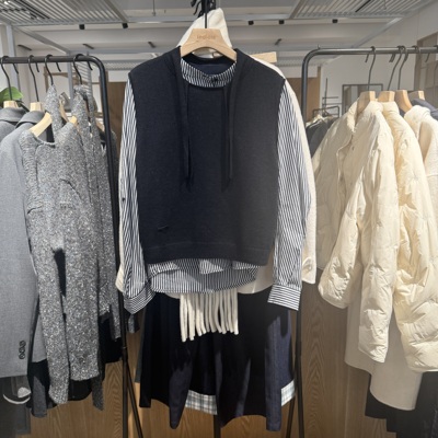 indiciaF2A5SY025N专柜正品标记女装韩版条纹衬衫两件套吊牌价789