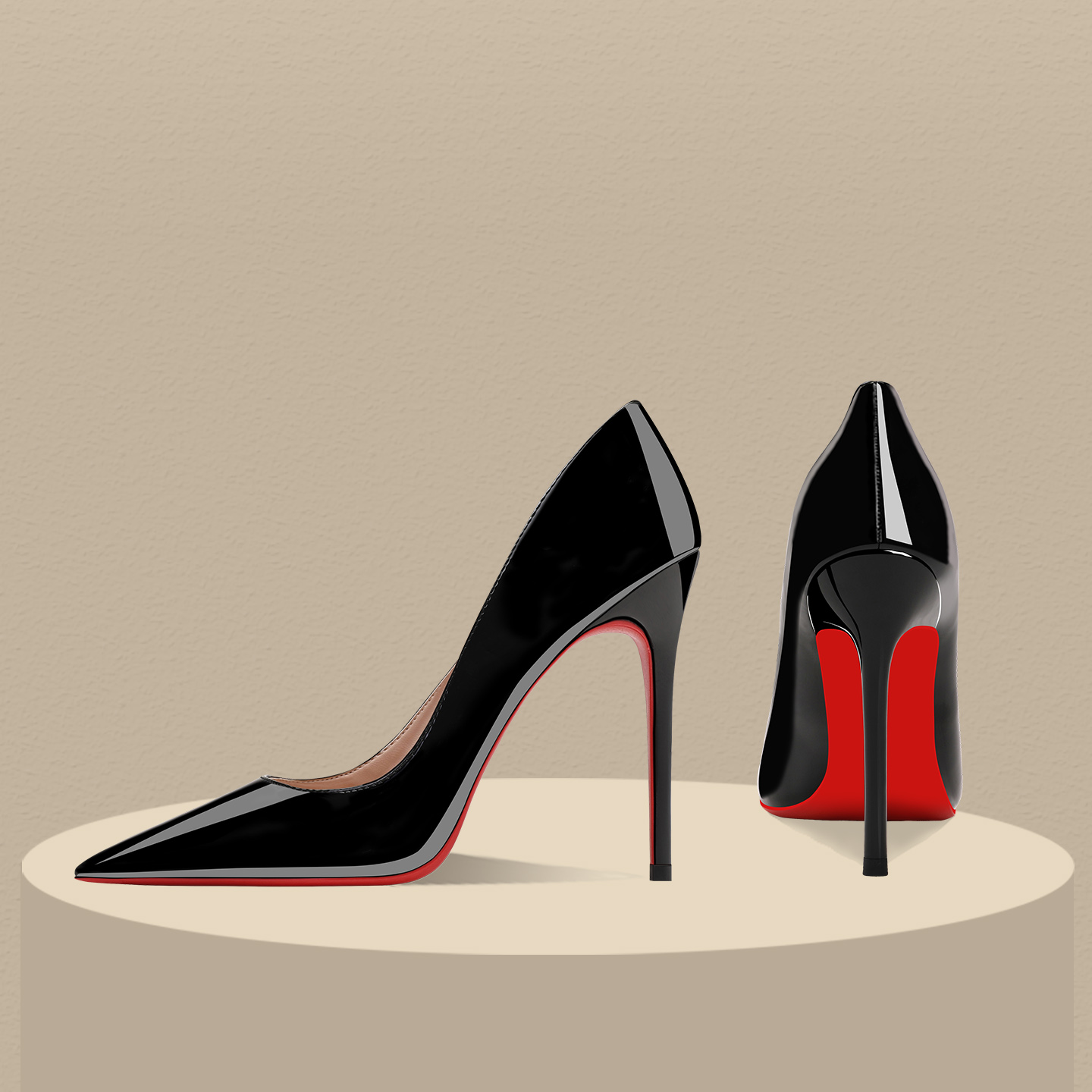 2025年新款漆皮黑色红底高跟鞋