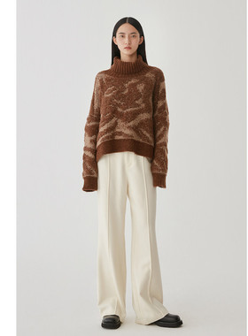 AUM噢姆冬季宽松高领羊毛针织上衣