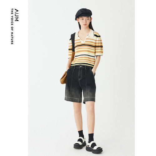 AUM不规则POLO领22年针织衫