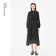 AUM噢姆夏季 FaFa裙 黑色气质廓形收腰桑蚕丝裙真丝提花连衣裙