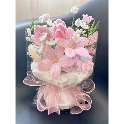 手工郁金香手捧花扭扭棒花束diy材料包生日全套结婚情人节礼物