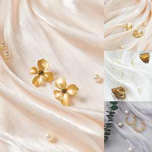 ins褶皱背景布首饰品手机拍照米白色微珠光静物产品摄影拍摄道具