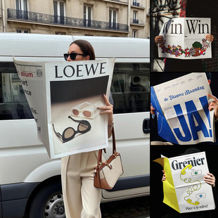 【超大手持大报纸】ins英文拍照道具模特写真摆拍摄影时尚背景纸