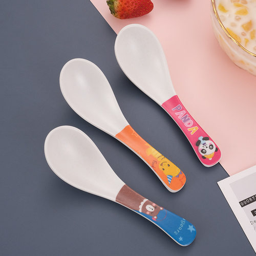 卡通创意个性可爱竹纤维小勺子家用长柄喝汤调羹吃饭匙勺密胺餐具