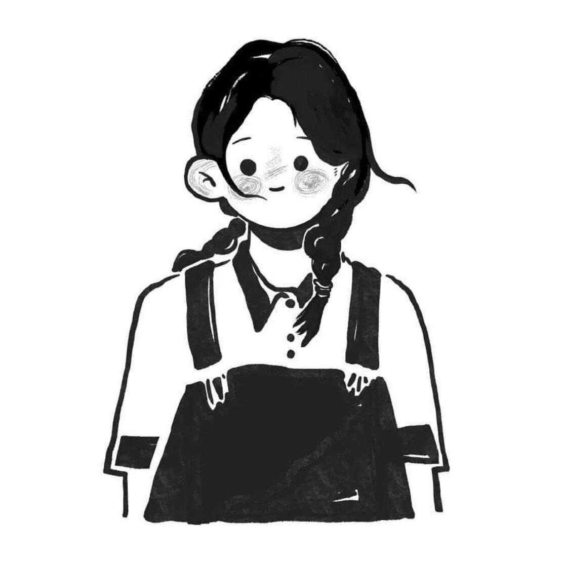 【奥利奥】q版手绘头像豆豆眼ins风黑白卡通情侣宠物真人漫画头像