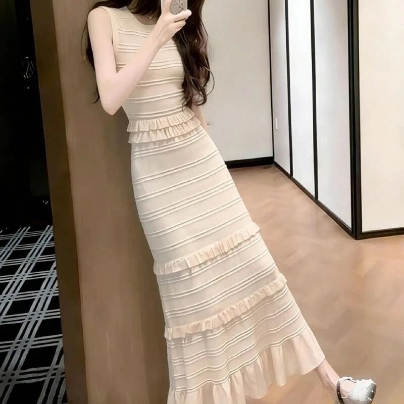 法式优雅连衣裙女2026夏季新款高级感收腰显瘦时尚百搭长裙女显瘦