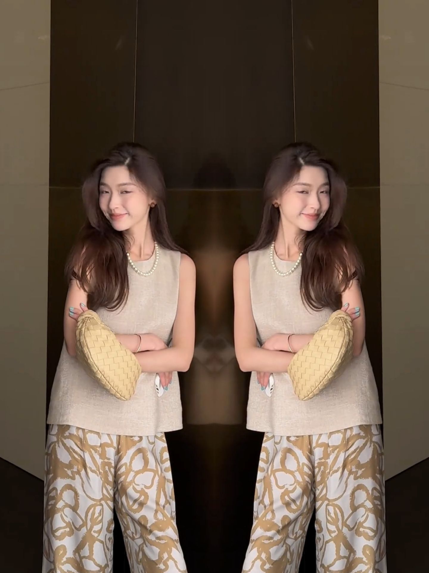 小个子显高时尚套装女2024新款夏款高级感无袖上衣+阔腿裤两件套