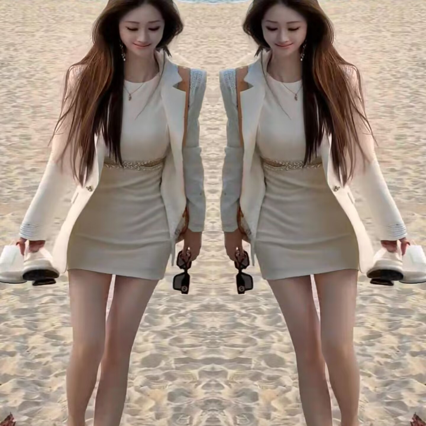 高级感时尚套装女2025春秋新款显瘦气质西服外套镂空无袖连衣裙潮
