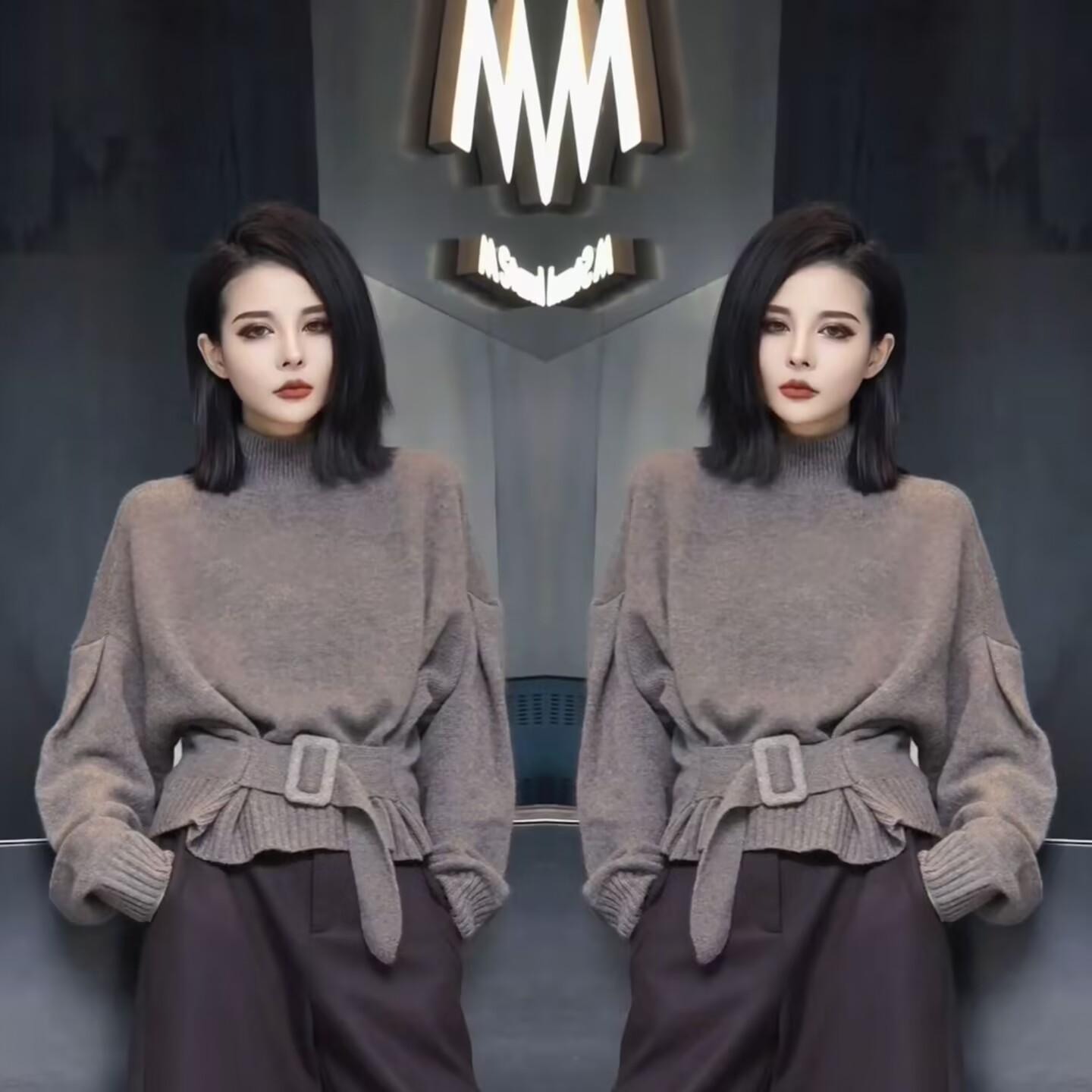 气质名媛时尚套装女2025秋冬新款高级感圆领宽松上衣+休闲五分裤