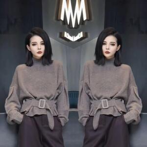 气质名媛时尚套装女2025秋冬新款高级感圆领宽松上衣+休闲五分裤