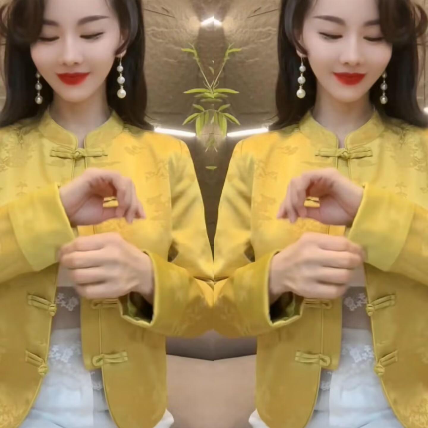 国风洋气显瘦减龄盘扣提花上衣