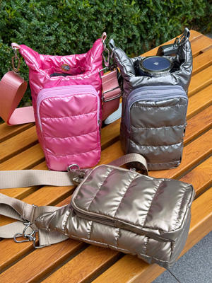 冬季户外轻便旅游出行羽绒水壶水杯手机保暖斜挎腰休闲拉风小包