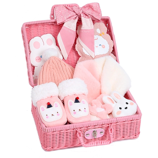 儿童手套冬天宝宝保暖女童可爱加绒毛线连指小孩3岁女孩男孩5男童