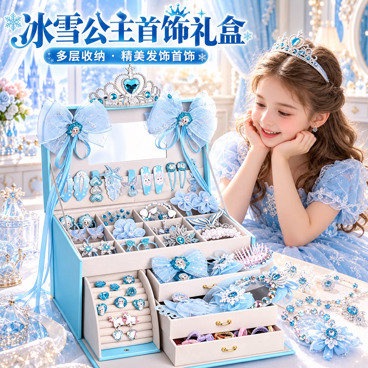 儿童冰雪公主发饰礼盒