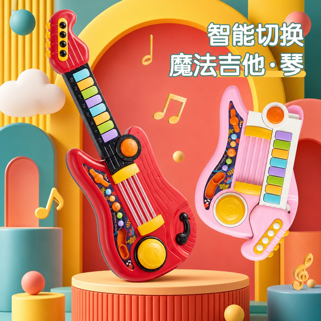 儿童多功能折叠吉他电子琴玩具