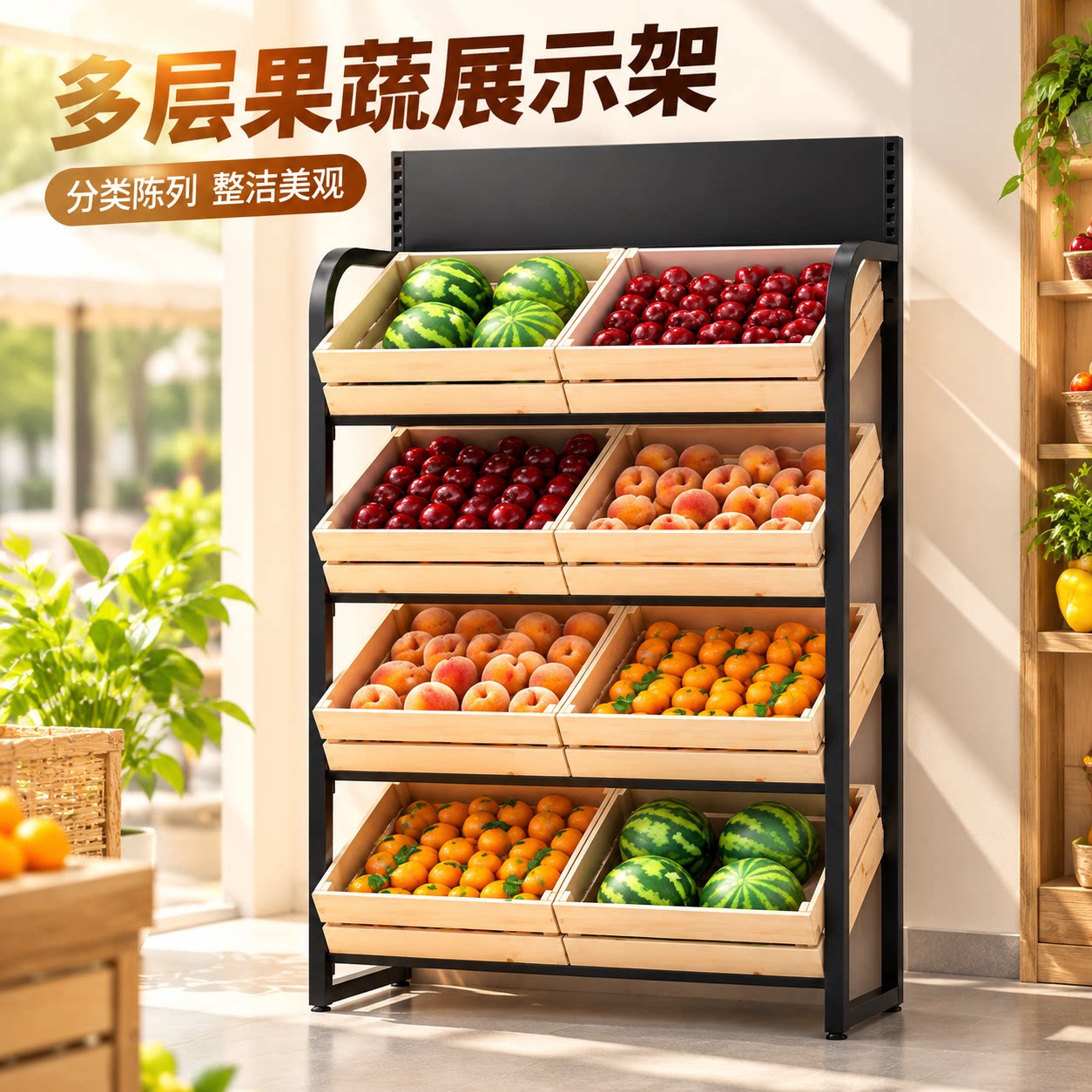 厨房果蔬收纳置物架蔬菜筐储物架多层落地货架展示架水果架零食架
