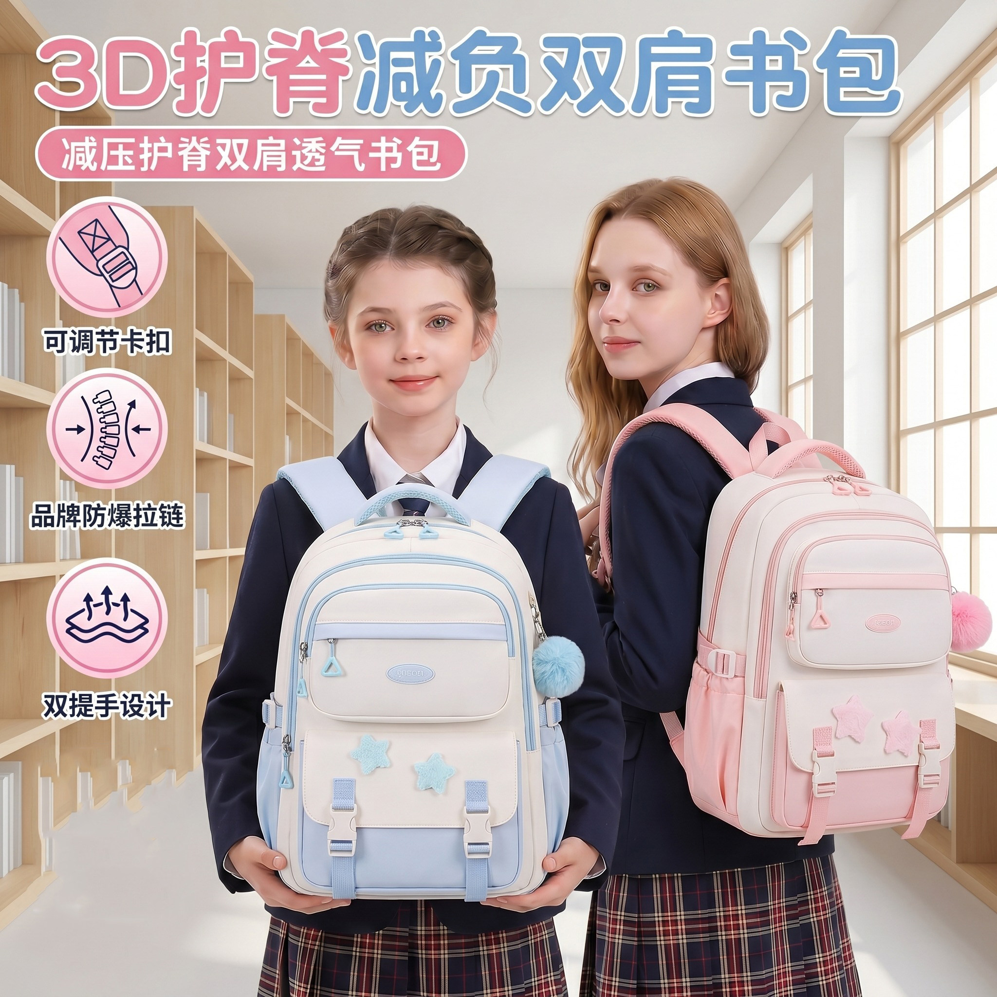 一年级小学新生双肩包女生减负护脊超轻书包大容量女童背包高颜值