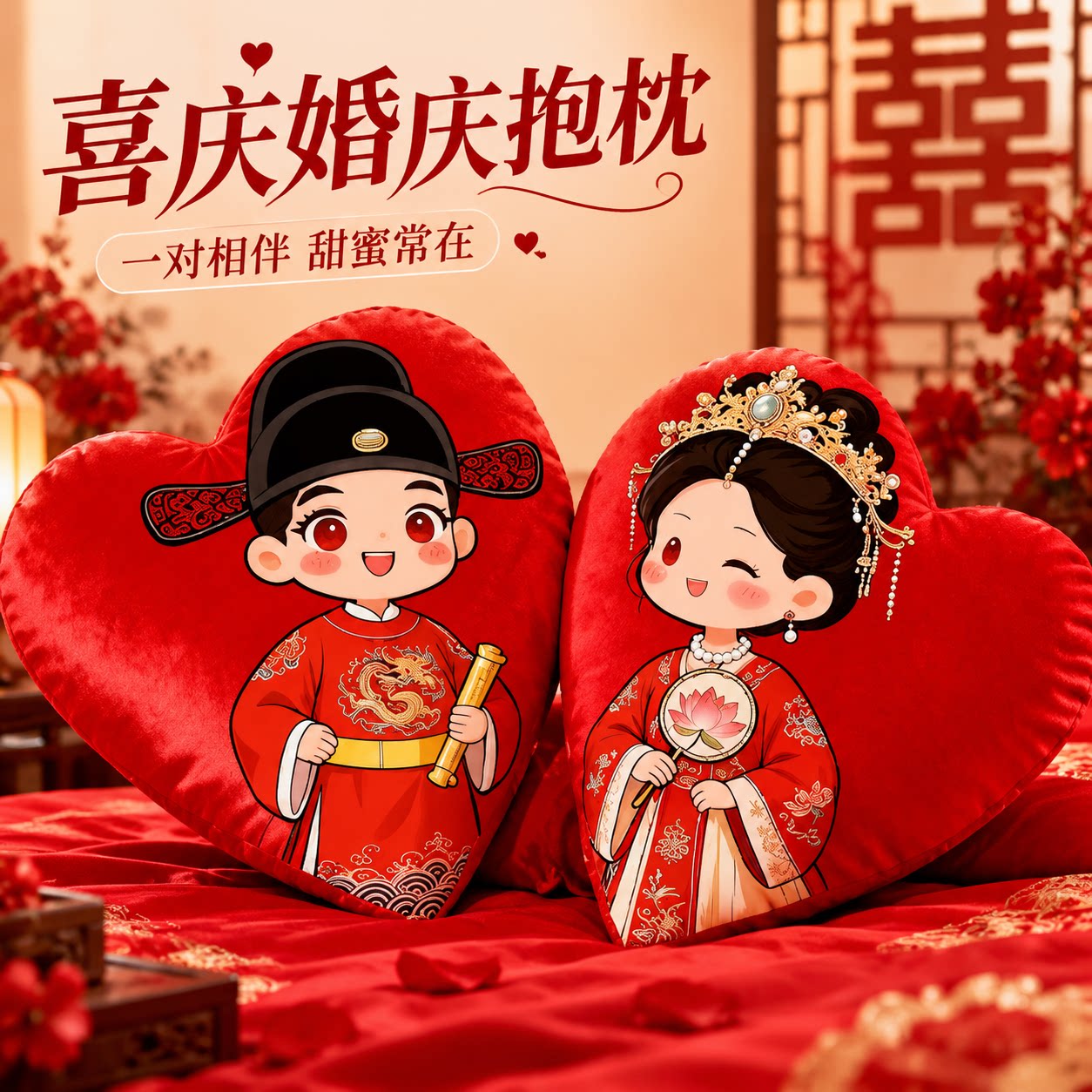结婚抱枕2026新款婚房婚床靠枕