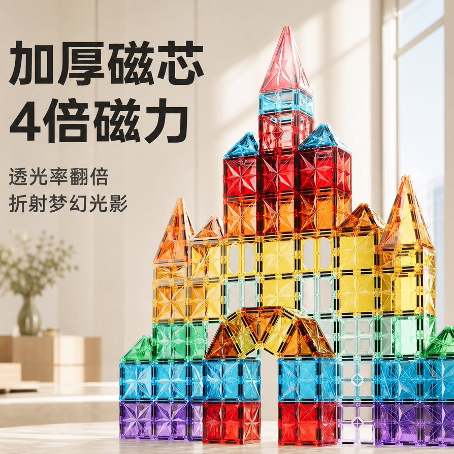 儿童益智加厚磁吸磁力片拼装积木