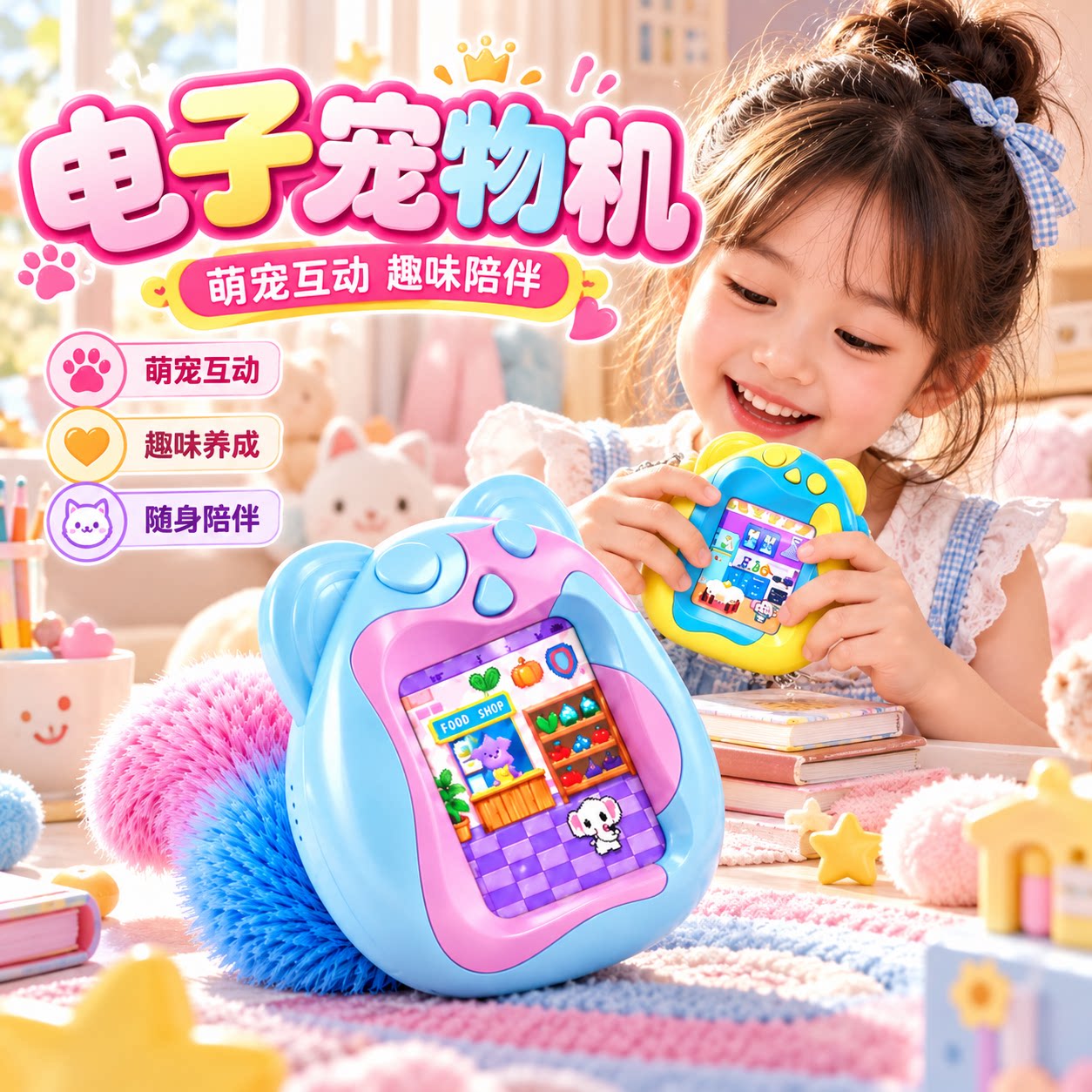 2026新款儿童玩具男孩彩屏游戏机益智女孩生日礼物智能电子宠物机