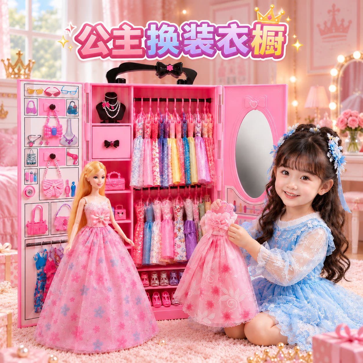 女孩时尚公主衣柜换装娃娃套装