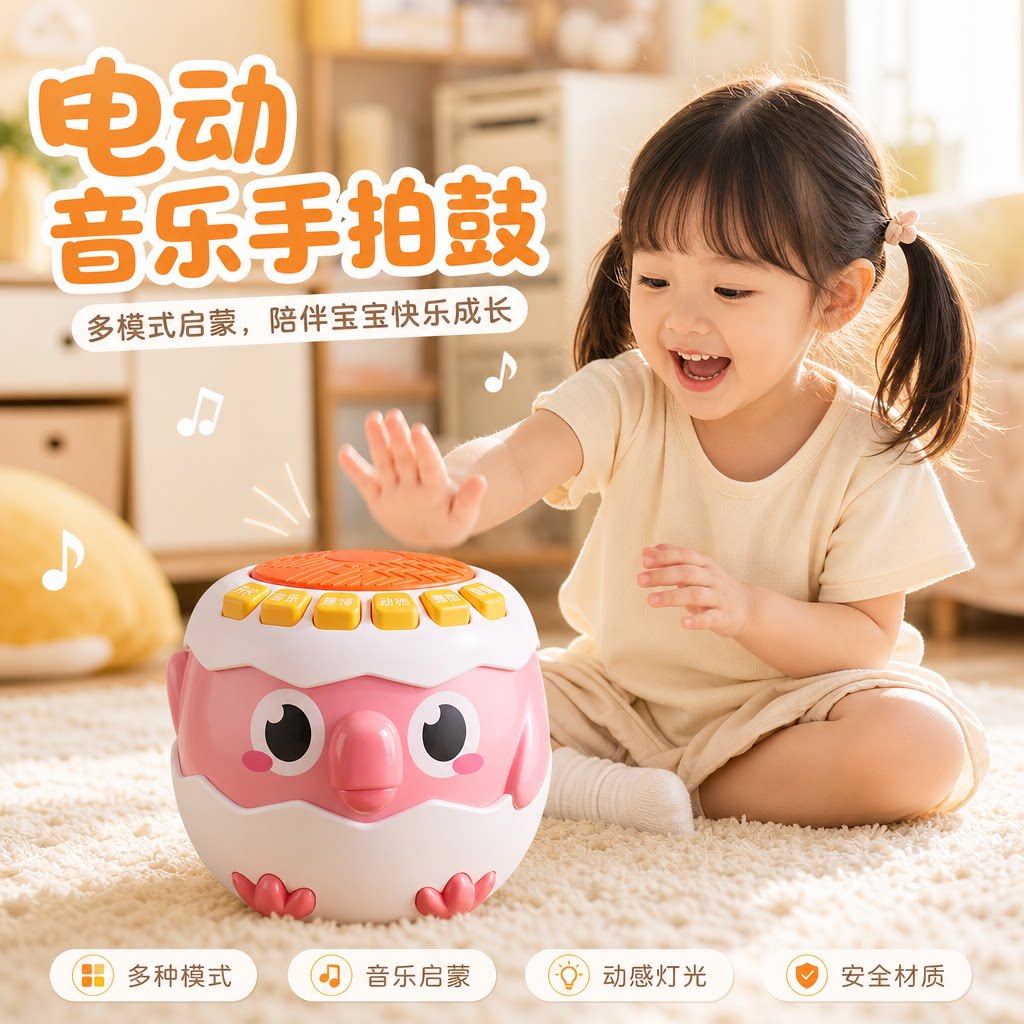 启蒙早教玩具一岁拍拍鼓儿童卡通图片