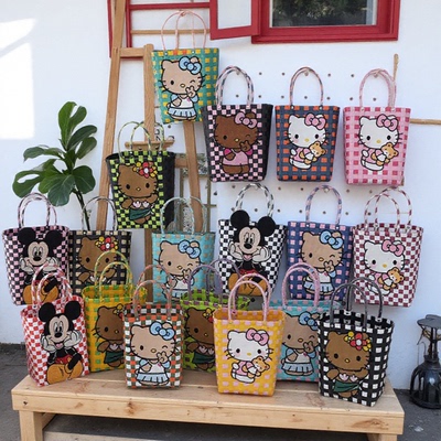 夏威夷kitty猫卡通刺绣编织包