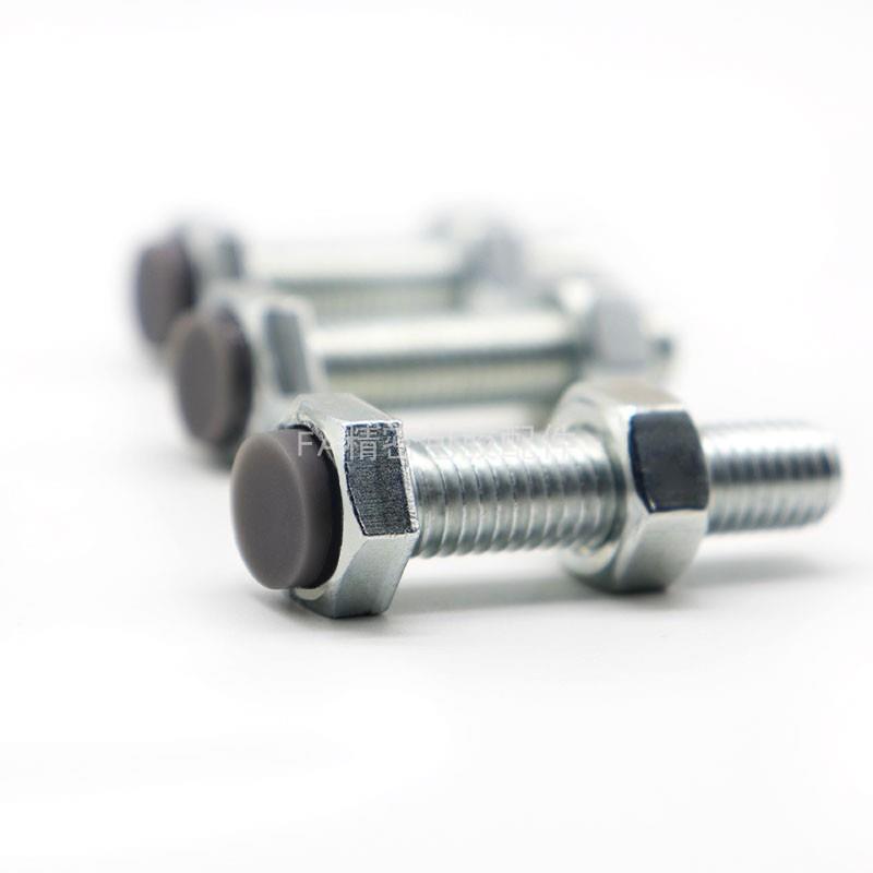 TDB66六外角带挡块止动螺 栓USFMGTS直杆型浅灰色硅胶丝M6M8-L5螺